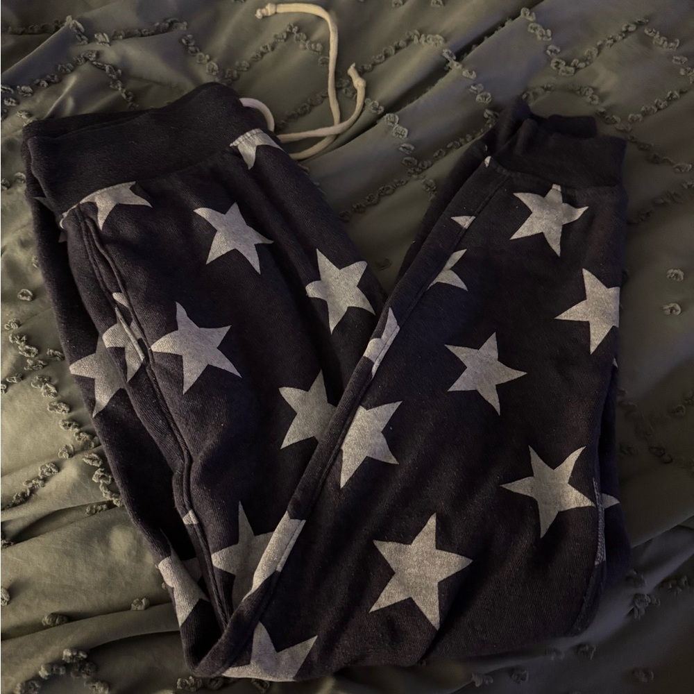 Alternative Black Star Patterned Cropped Pants - image 1
